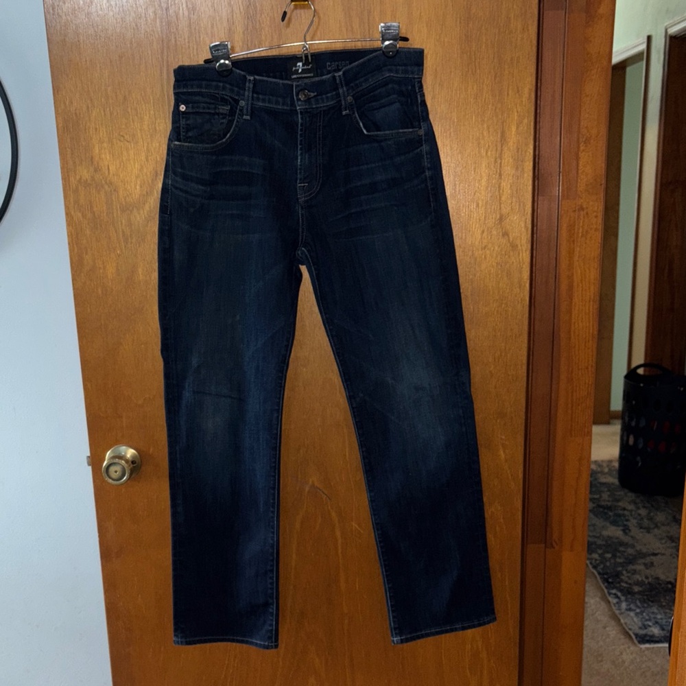 7 For All Mankind Dark Blue Men's Straight Jeans